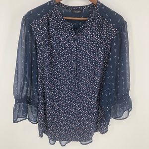 Lucky Brand floral sheer blouse